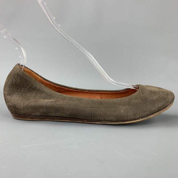 LANVIN Size 8 Taupe Suede Goat Ballerina Flats - Picture 1 of 7